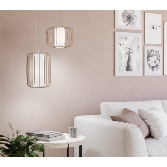Eglo terrarosa lampada a sospensione 28,5cm per sala da pranzo moderna sabbia e bianca