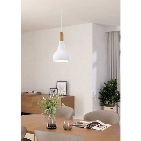 Eglo sabinar lampada a sospensione 18cm per camera da letto moderna bianca e marrone
