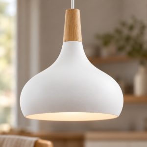 Eglo sabinar lampadario a sospensione 28cm per cucina moderno bianco e marrone