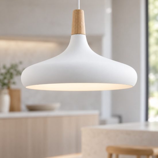 Eglo sabinar lampadario a sospensione 40cm per cucina moderno bianco e marrone