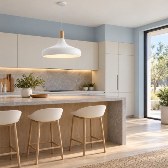 Eglo sabinar lampadario a sospensione 40cm per cucina moderno bianco e marrone