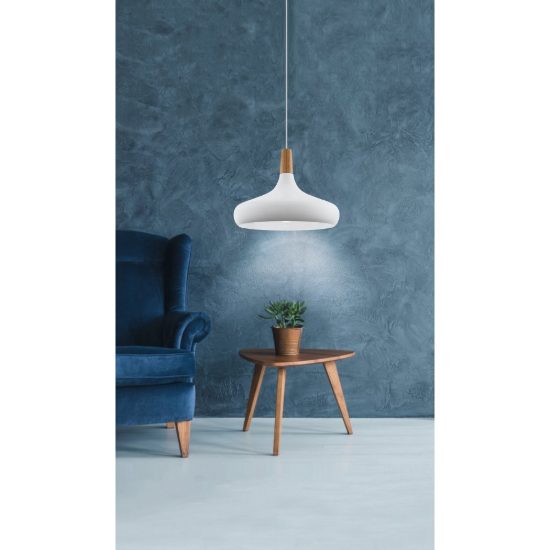 Eglo sabinar lampadario a sospensione 40cm per cucina moderno bianco e marrone