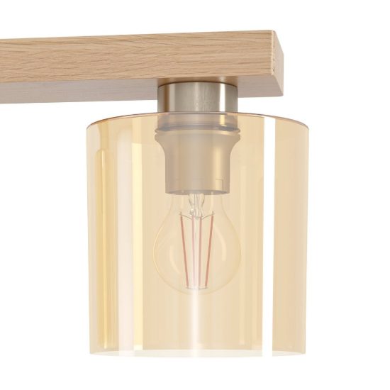 Eglo castralvo lampadario 5 luci 121cm per sala da pranzo moderno nichel e marrone con vetri ambra