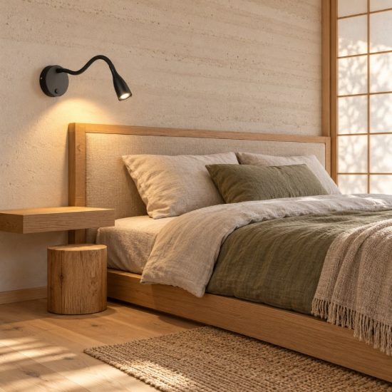 Eglo olivandino 1 applique per comodino led 3,8w 3000k 43cm con usb e braccio flessibile nera