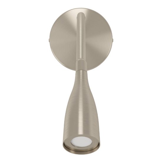 Eglo olivandino 1 applique per comodino led 3,8w 3000k 43cm con usb e braccio flessibile nichel