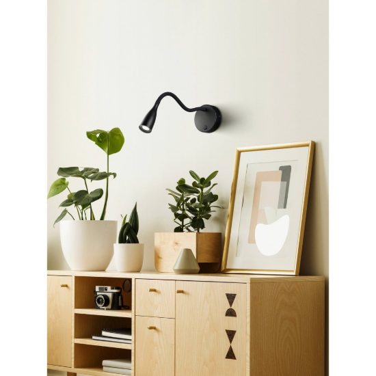 Eglo olivandino applique per comodino led 3,8w 3000k 43cm con braccio flessibile nera