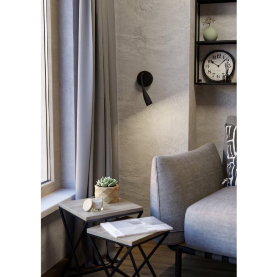 Eglo olivandino applique per comodino led 3,8w 3000k 43cm con braccio flessibile nera