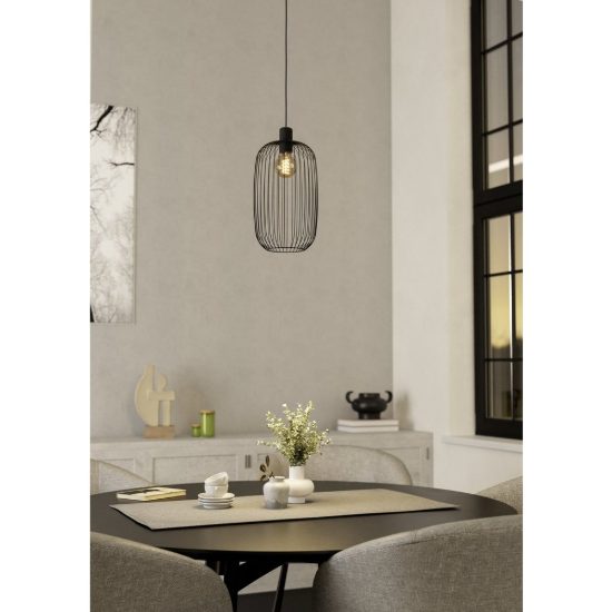 Eglo lodods lampada a sospensione 22cm per sala da pranzo moderna nera