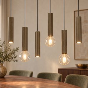 Eglo fariolo lampadario a sospensione 6 luci 96cm per sala da pranzo moderno bronzo