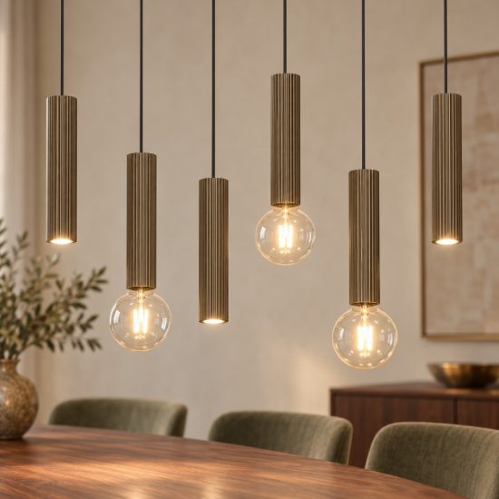 Eglo fariolo lampadario a sospensione 6 luci 96cm per sala da pranzo moderno bronzo