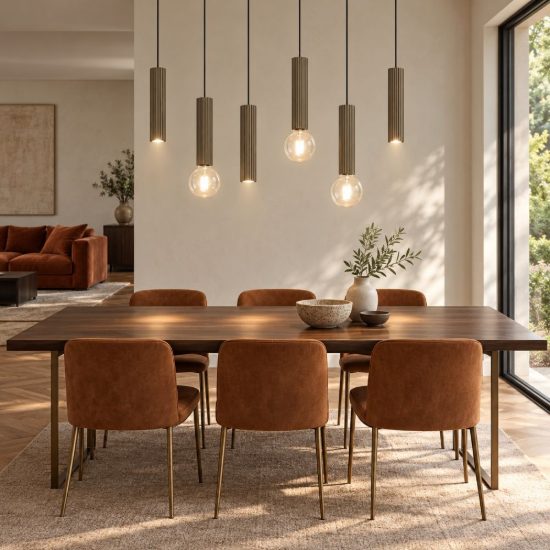 Eglo fariolo lampadario a sospensione 6 luci 96cm per sala da pranzo moderno bronzo