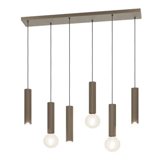 Eglo fariolo lampadario a sospensione 6 luci 96cm per sala da pranzo moderno bronzo