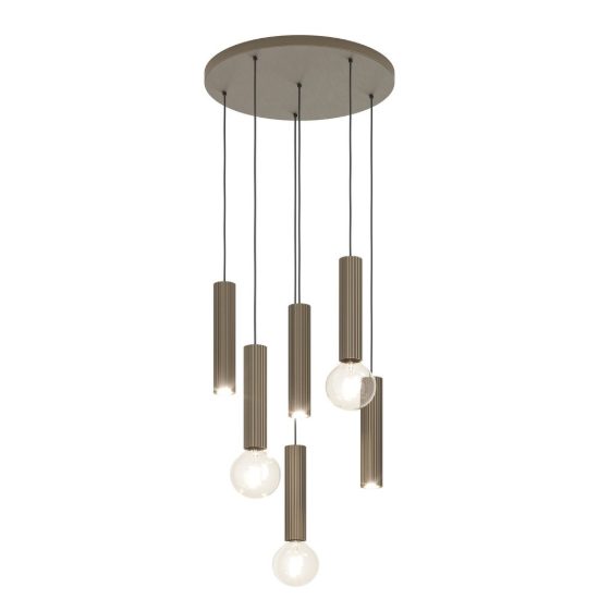 Eglo fariolo lampadario a sospensione 6 luci 48cm per sala da pranzo moderno bronzo