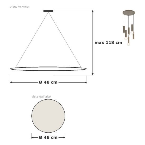 Eglo fariolo lampadario a sospensione 6 luci 48cm per sala da pranzo moderno bronzo