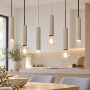 Eglo fariolo lampadario a sospensione 6 luci 96cm per sala da pranzo moderno sabbia