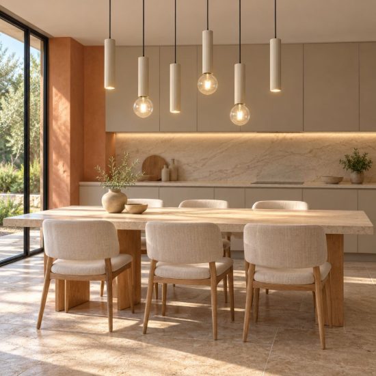 Eglo fariolo lampadario a sospensione 6 luci 96cm per sala da pranzo moderno sabbia