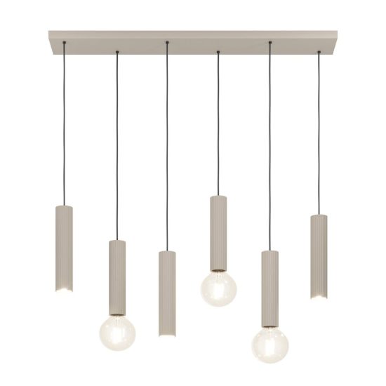 Eglo fariolo lampadario a sospensione 6 luci 96cm per sala da pranzo moderno sabbia