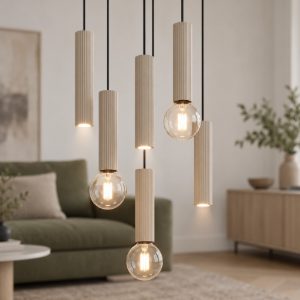 Eglo fariolo lampadario a sospensione 6 luci 48cm per sala da pranzo moderno sabbia
