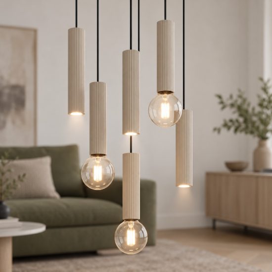 Eglo fariolo lampadario a sospensione 6 luci 48cm per sala da pranzo moderno sabbia