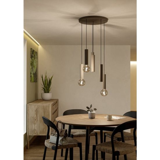 Eglo fariolo lampadario a sospensione 6 luci 48cm per sala da pranzo moderno sabbia