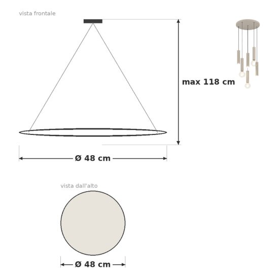 Eglo fariolo lampadario a sospensione 6 luci 48cm per sala da pranzo moderno sabbia