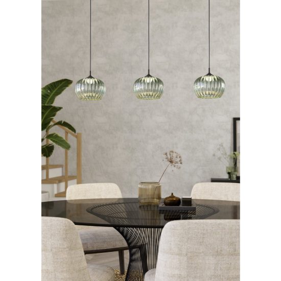 Eglo alamito lampadario led 12,9w cct 2700k 6500k 3 luci 88,3cm per cucina moderno nero