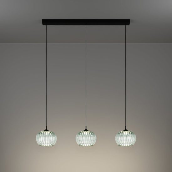 Eglo alamito lampadario led 12,9w cct 2700k 6500k 3 luci 88,3cm per cucina moderno nero