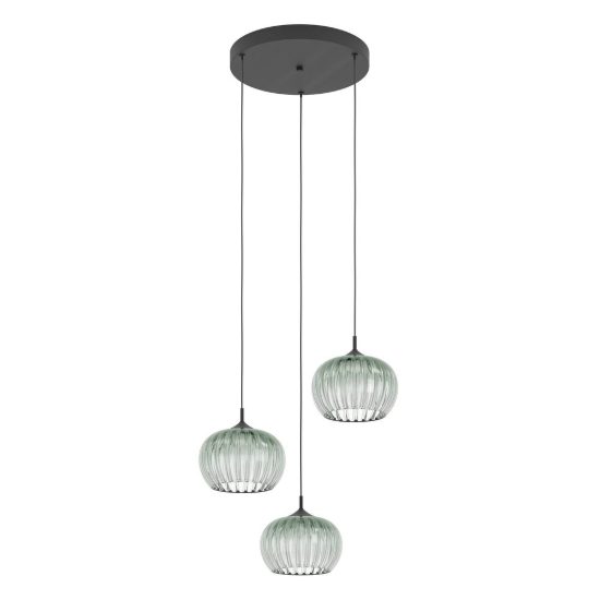 Eglo alamito lampadario led 12,9w cct 2700k 6500k 3 luci 42,5cm per cucina moderno nero
