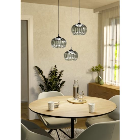 Eglo alamito lampadario led 12,9w cct 2700k 6500k 3 luci 42,5cm per cucina moderno nero