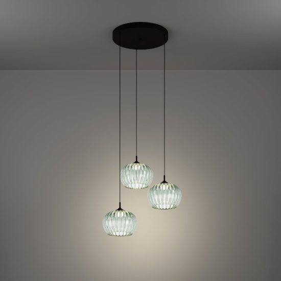 Eglo alamito lampadario led 12,9w cct 2700k 6500k 3 luci 42,5cm per cucina moderno nero