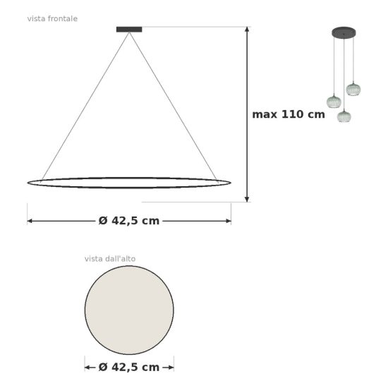Eglo alamito lampadario led 12,9w cct 2700k 6500k 3 luci 42,5cm per cucina moderno nero