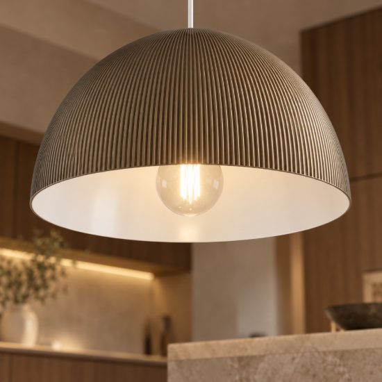 Eglo gaetano 2 lampadario a sospensione 30cm per cucina moderno bianco e bronzo