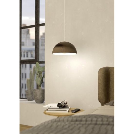 Eglo gaetano 2 lampadario a sospensione 30cm per cucina moderno bianco e bronzo