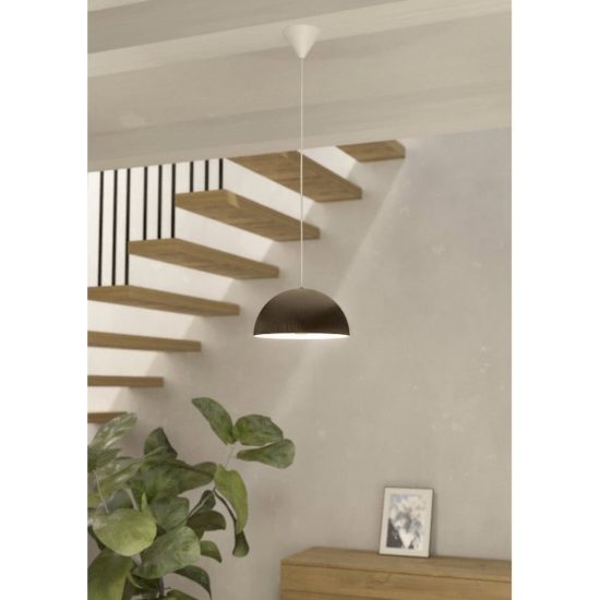 Eglo gaetano 2 lampadario a sospensione 30cm per cucina moderno bianco e bronzo