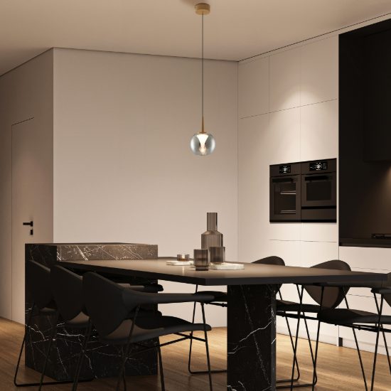 Lampada a sospensione per comodino camera da letto oro vetro led 3000k