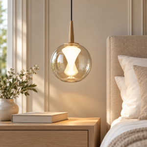 Lampada a sospensione per camera da letto oro vetro led 5w 3000k