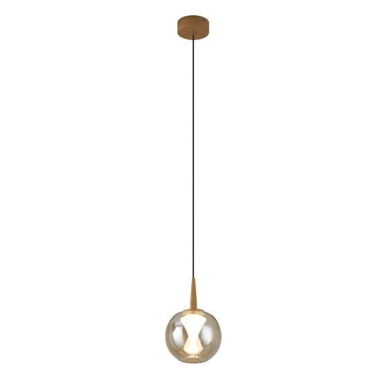 Lampada a sospensione per camera da letto oro vetro led 5w 3000k