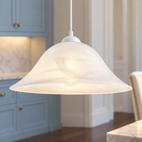 Eglo albany lampadario a sospensione 35cm per cucina moderno con vetro bianco
