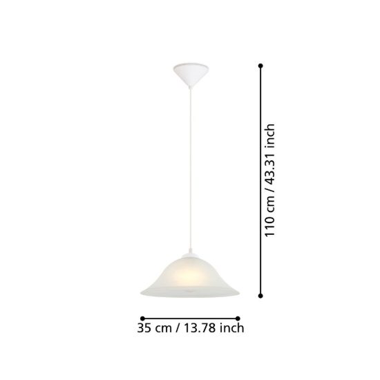 Eglo albany lampadario a sospensione 35cm per cucina moderno con vetro bianco