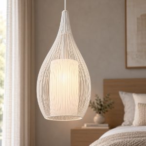 Eglo razoni lampada a sospensione 19cm per camera da letto moderna bianca