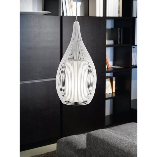 Eglo razoni lampada a sospensione 19cm per camera da letto moderna bianca