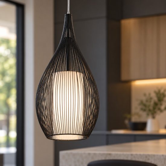 Eglo razoni lampada a sospensione 19cm per camera da letto moderna nera