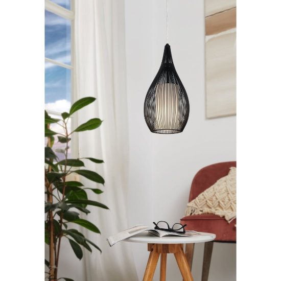Eglo razoni lampada a sospensione 19cm per camera da letto moderna nera