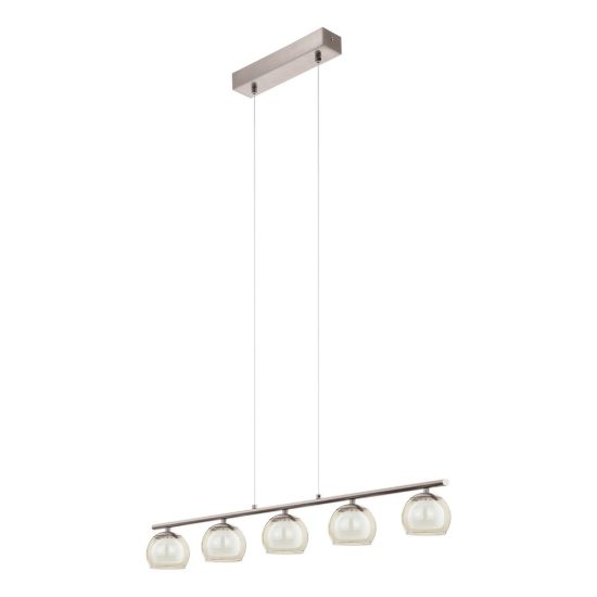 Eglo romagnese lampadario led 16,5w 3000k 5 luci 90cm per sala da pranzo moderno nichel