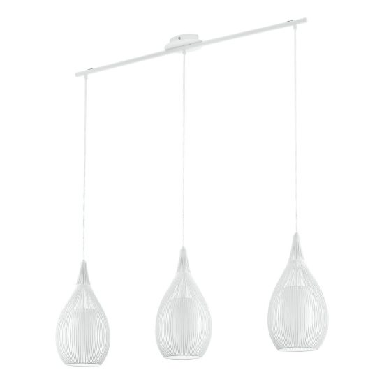 Eglo razoni lampadario a sospensione 3 luci 99cm per cucina moderno bianco