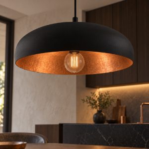 Eglo mogano 1 lampadario a sospensione 40cm per cucina moderno nero e rame