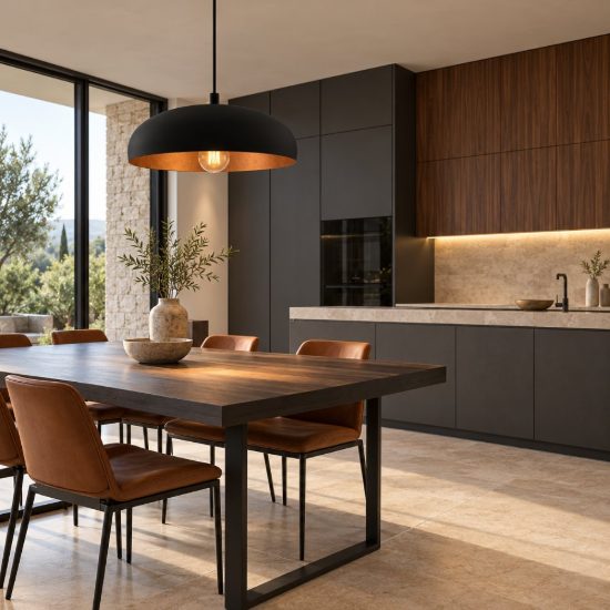 Eglo mogano 1 lampadario a sospensione 40cm per cucina moderno nero e rame