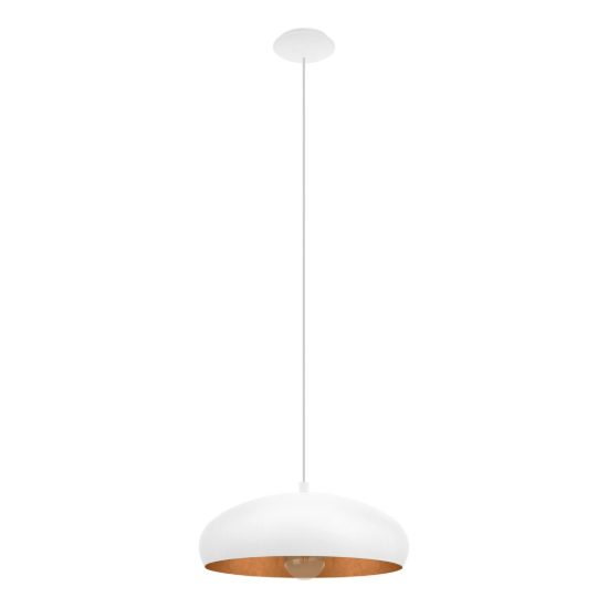 Eglo mogano 1 lampadario a sospensione 40cm per cucina moderno bianco e rame