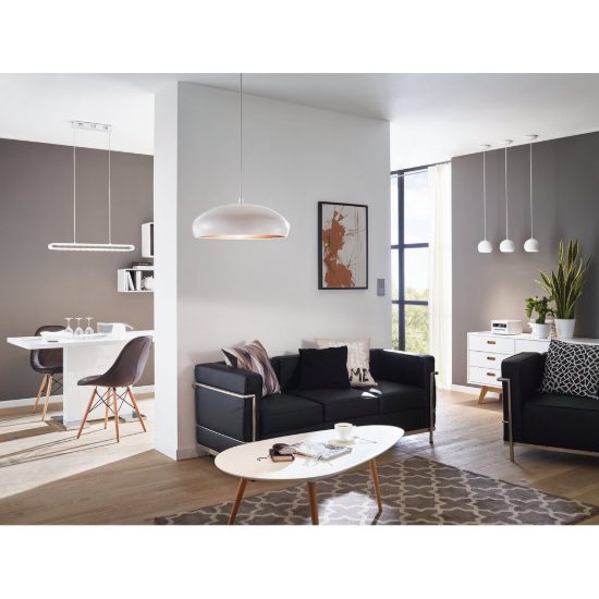 Eglo mogano 1 lampadario a sospensione 40cm per cucina moderno bianco e rame