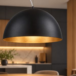 Eglo gaetano 1 lampadario a sospensione 38cm per cucina moderno nero e oro